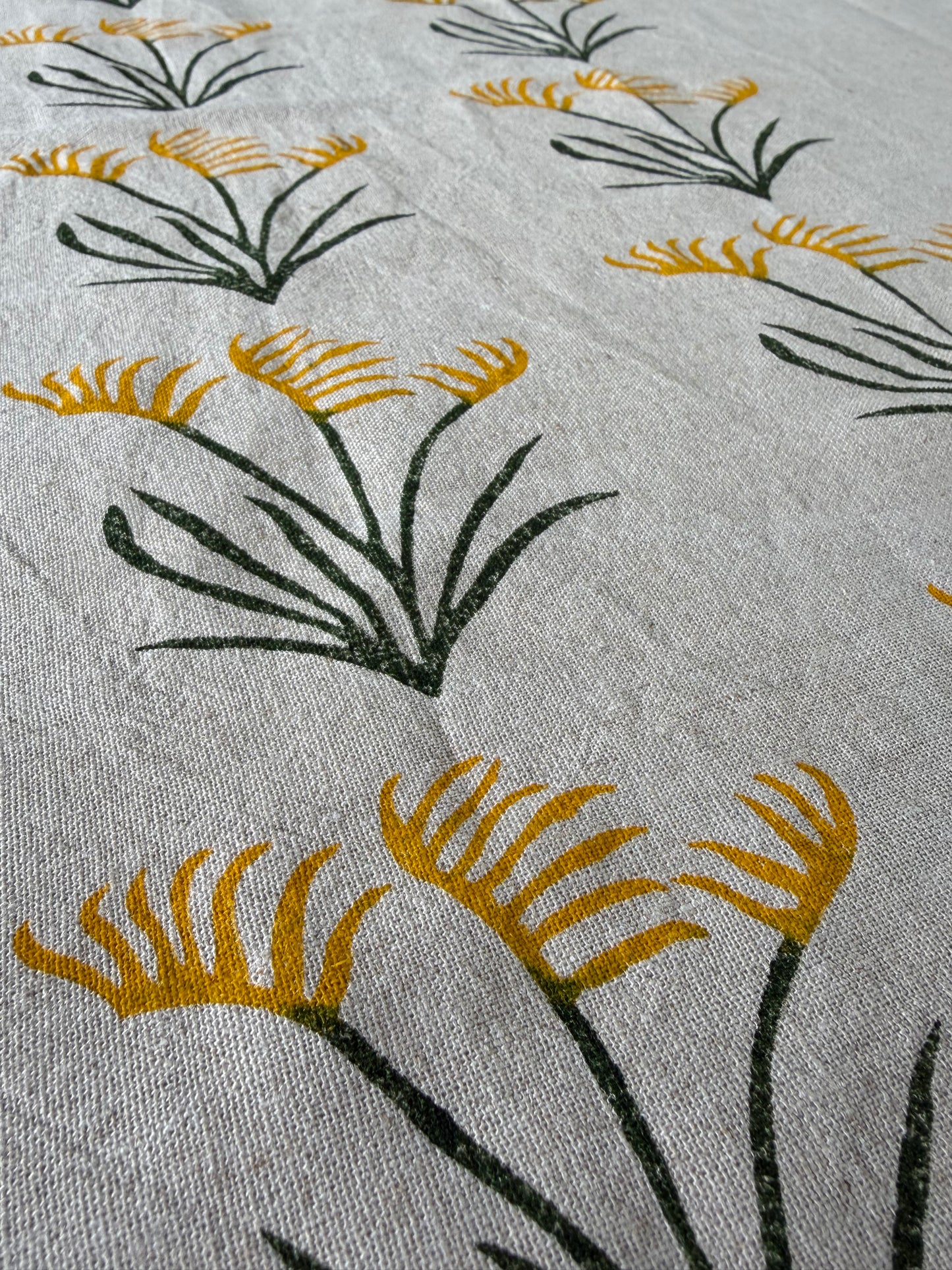 Block Printed Kangaroo Paw Linen Tea Towel