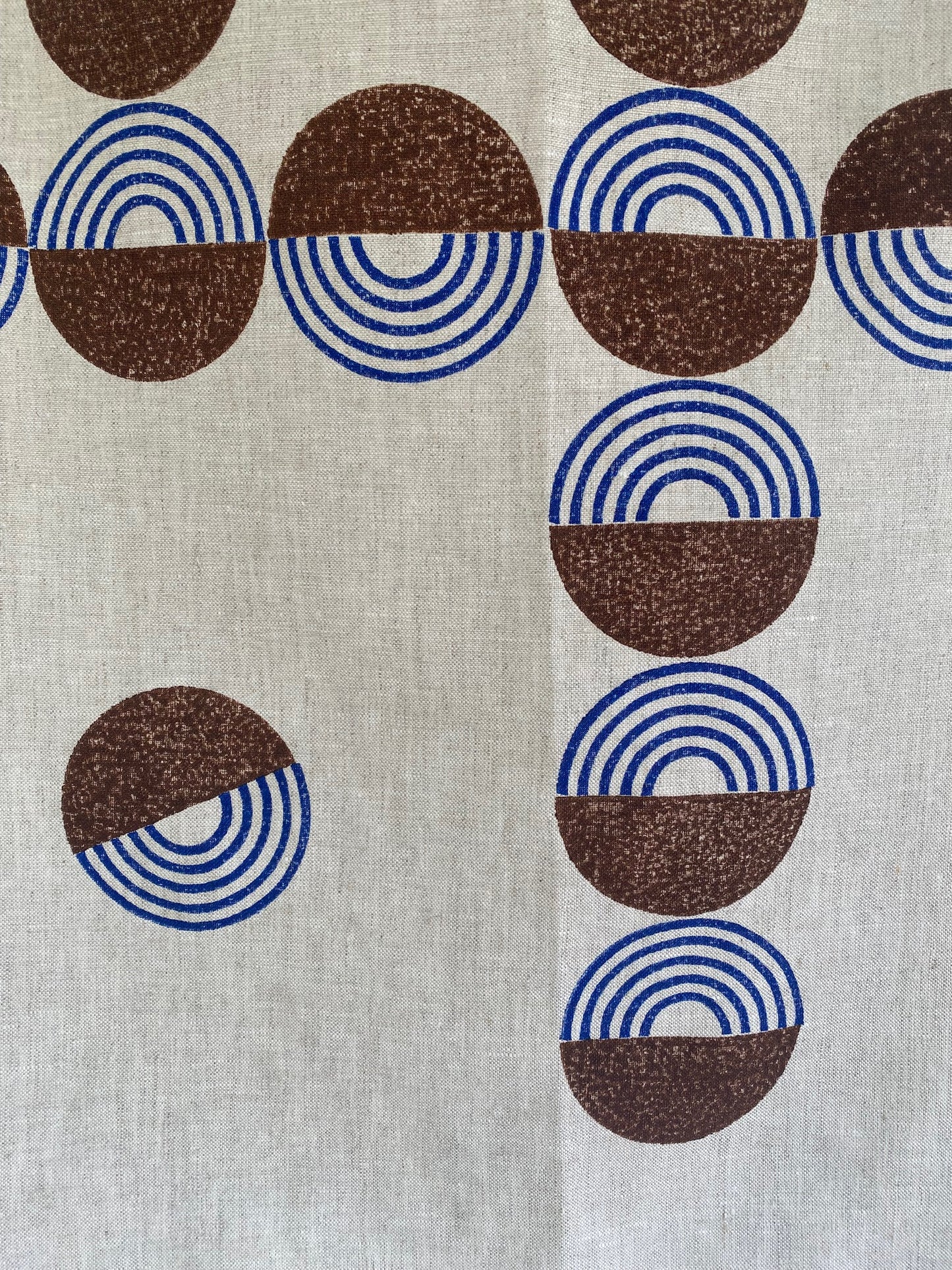 Block Printed Circle Linen Tea Towel