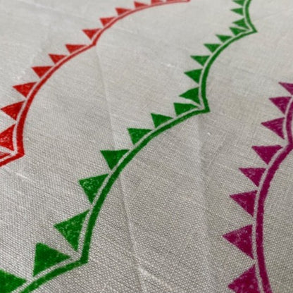 Block Printed Bunting Linen Tea Towel