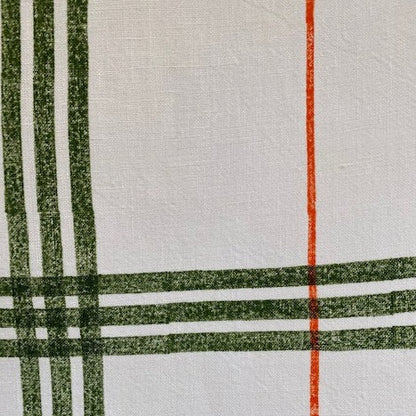 Block Printed Check Linen Tea Towel