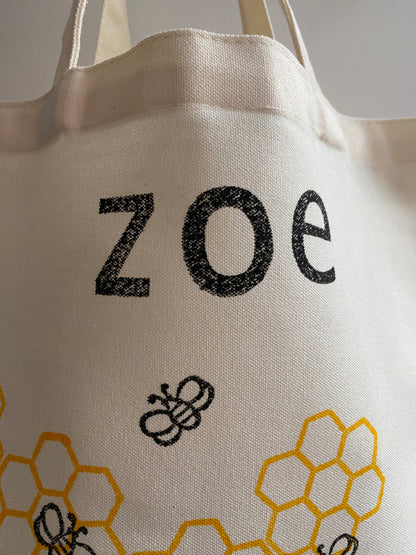 Busy Bees Block Printed Tote Bag