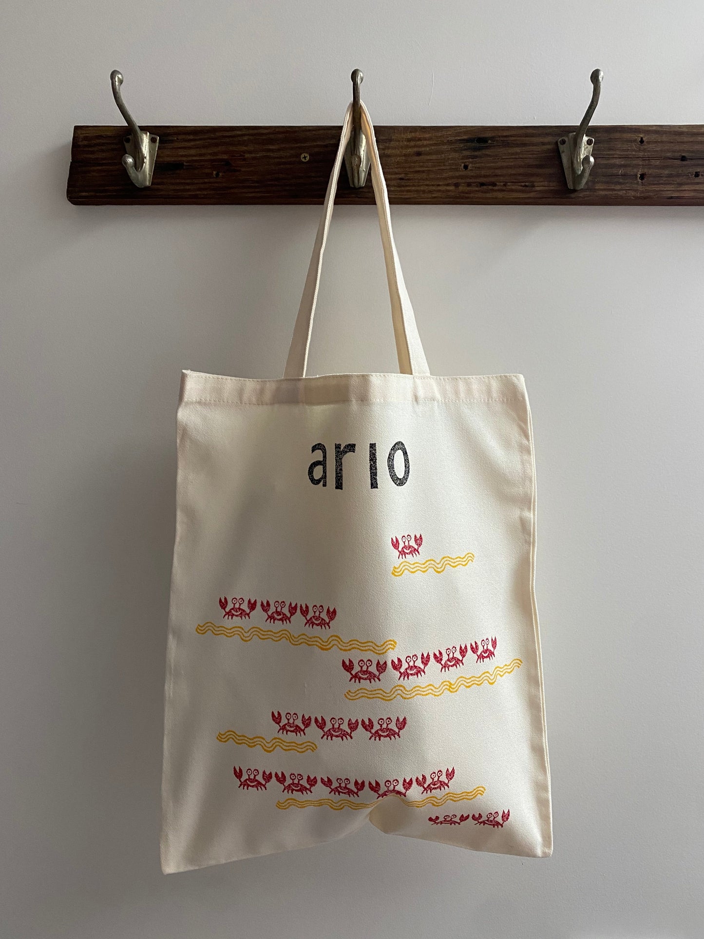 Beach Crabs Block Printed Tote Bag