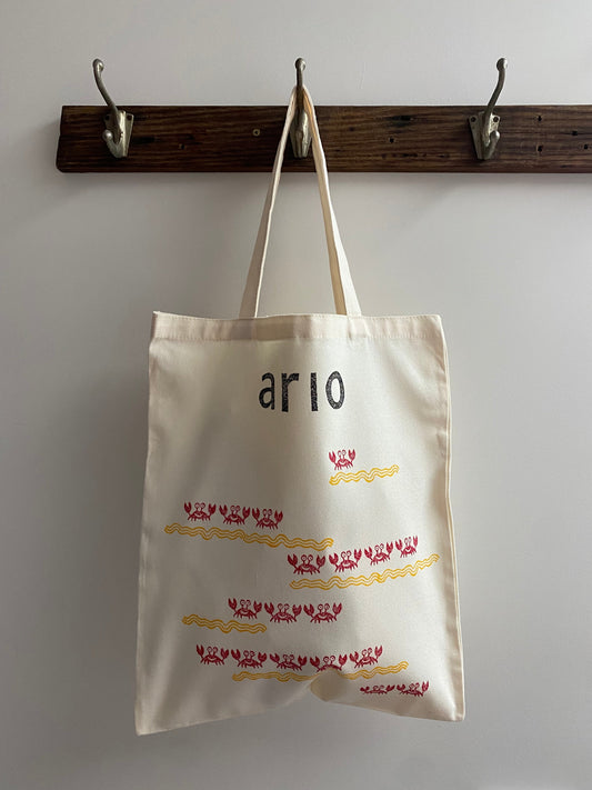 Beach Crabs Block Printed Tote Bag