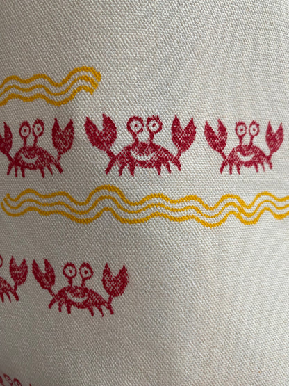 Beach Crabs Block Printed Tote Bag