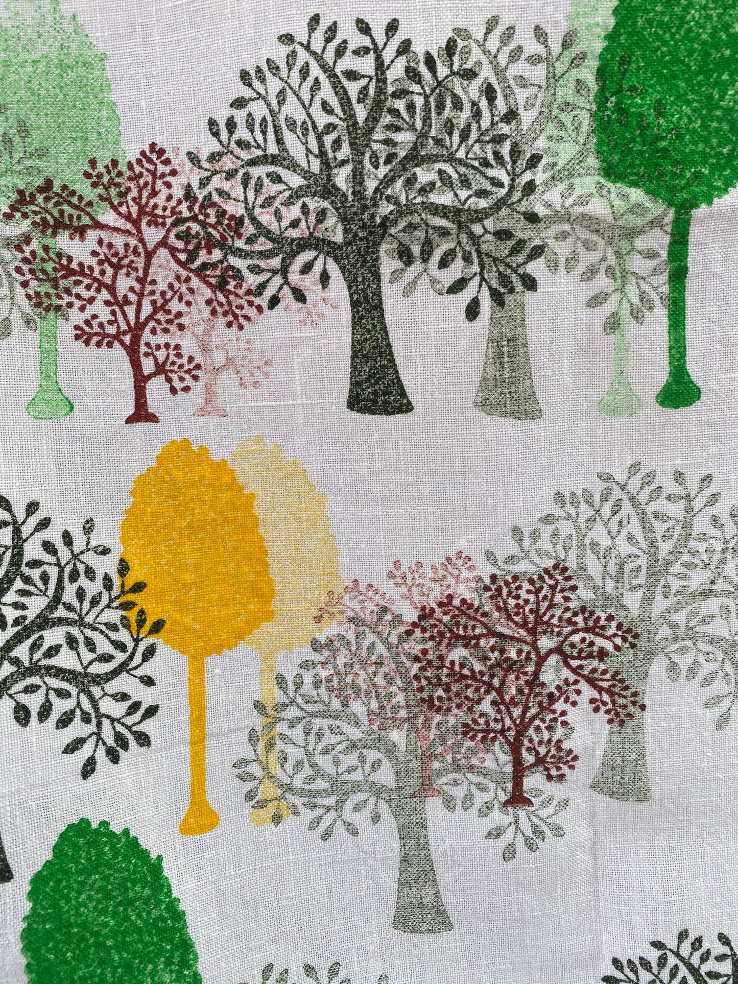 Block Printed Forest Linen Tea Towel